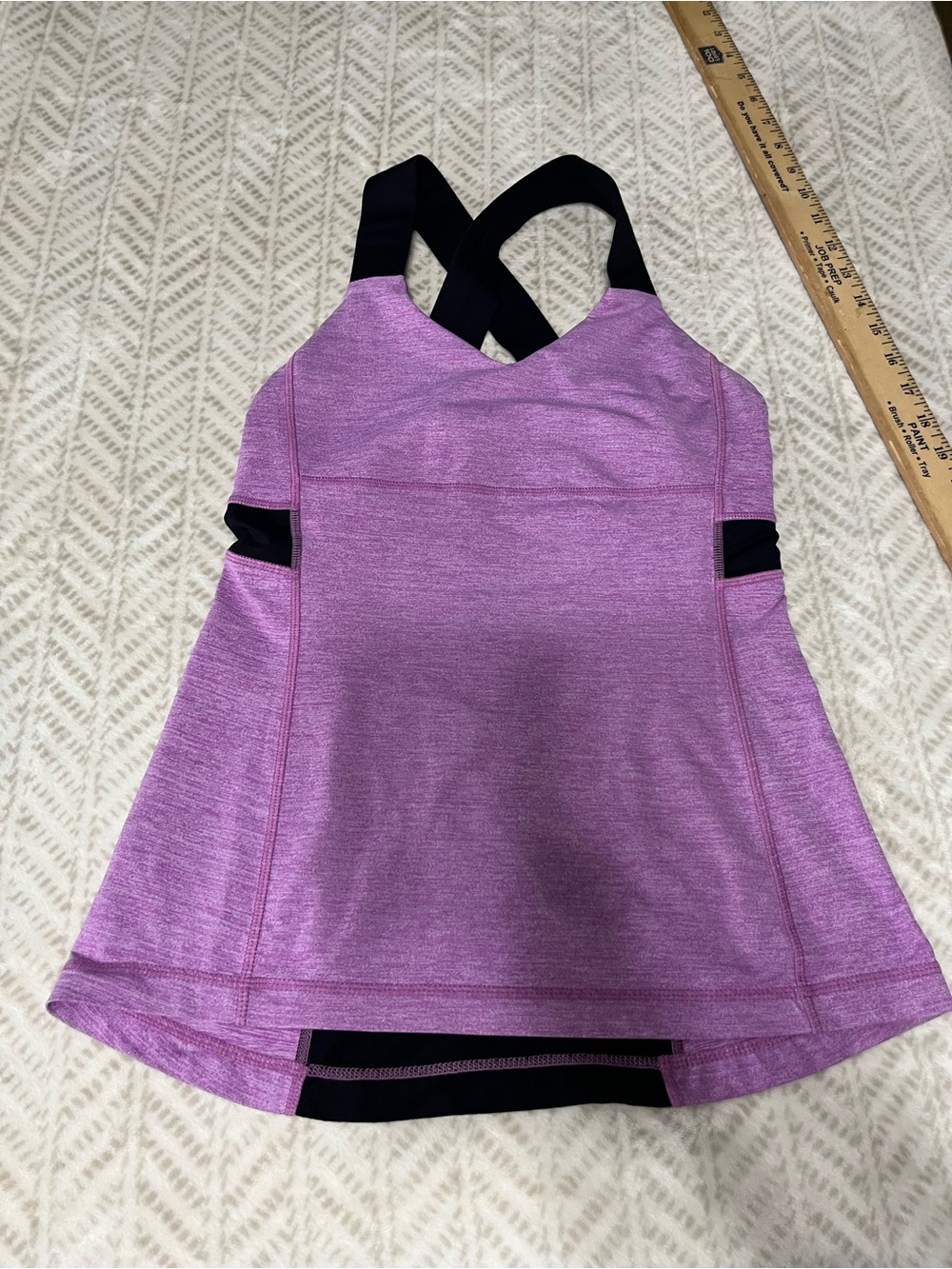 Lululemon 6 Purple Athletic Tank with Black Cross-Back Straps